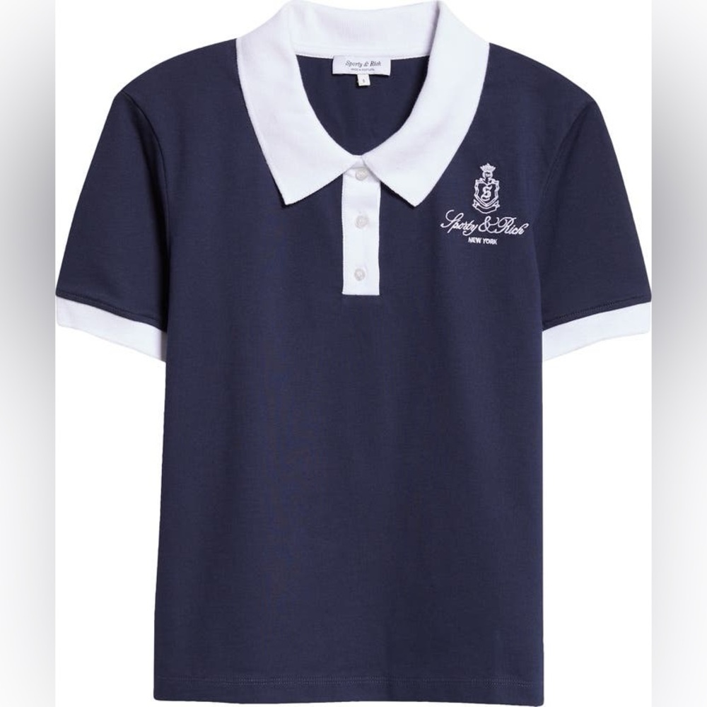 NWOT Sporty & Rich Vendome Stretch Cotton Polo Shirt Sz M